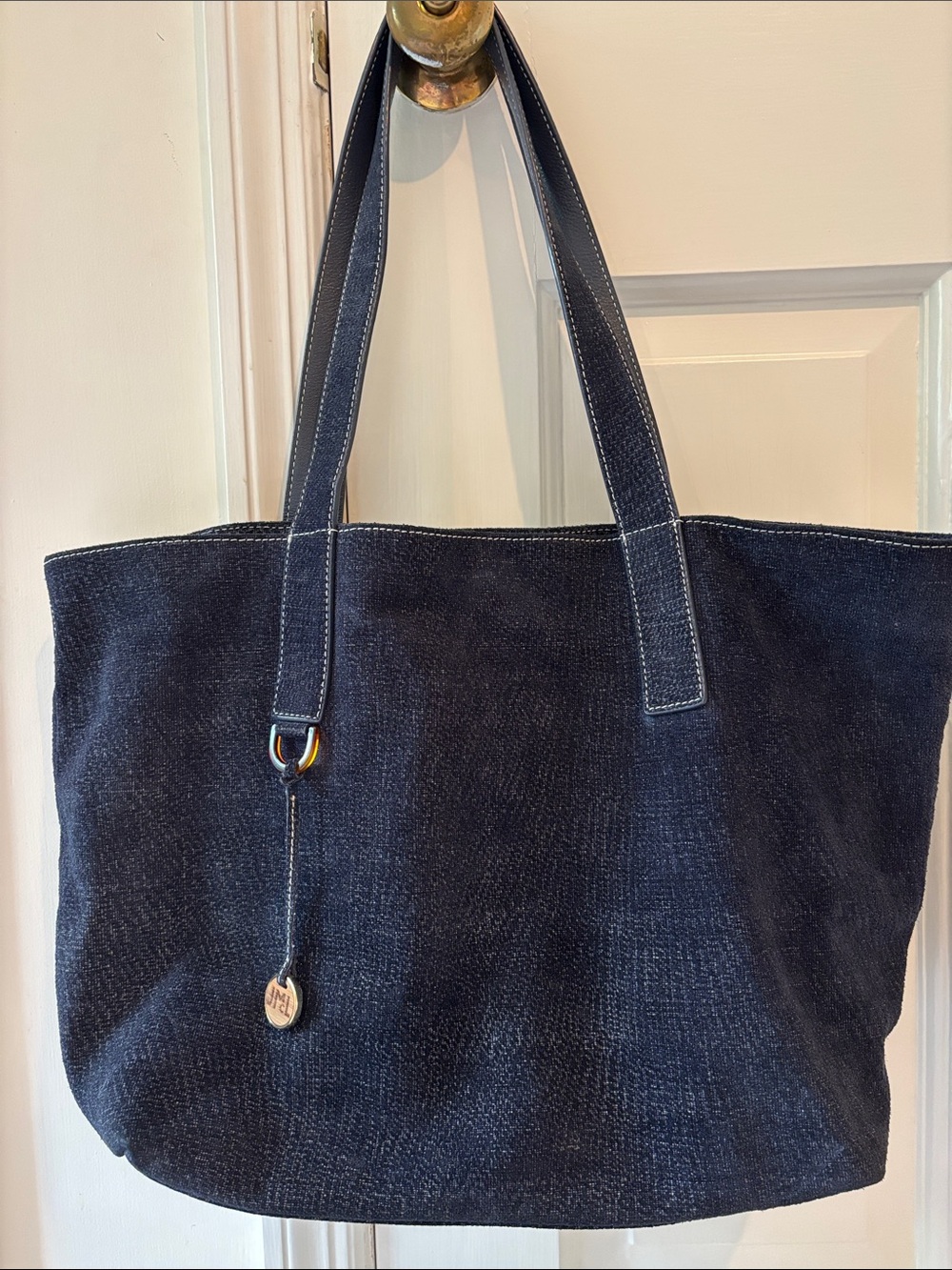 J. McLaughlin Navy Suede Tote with Charm
